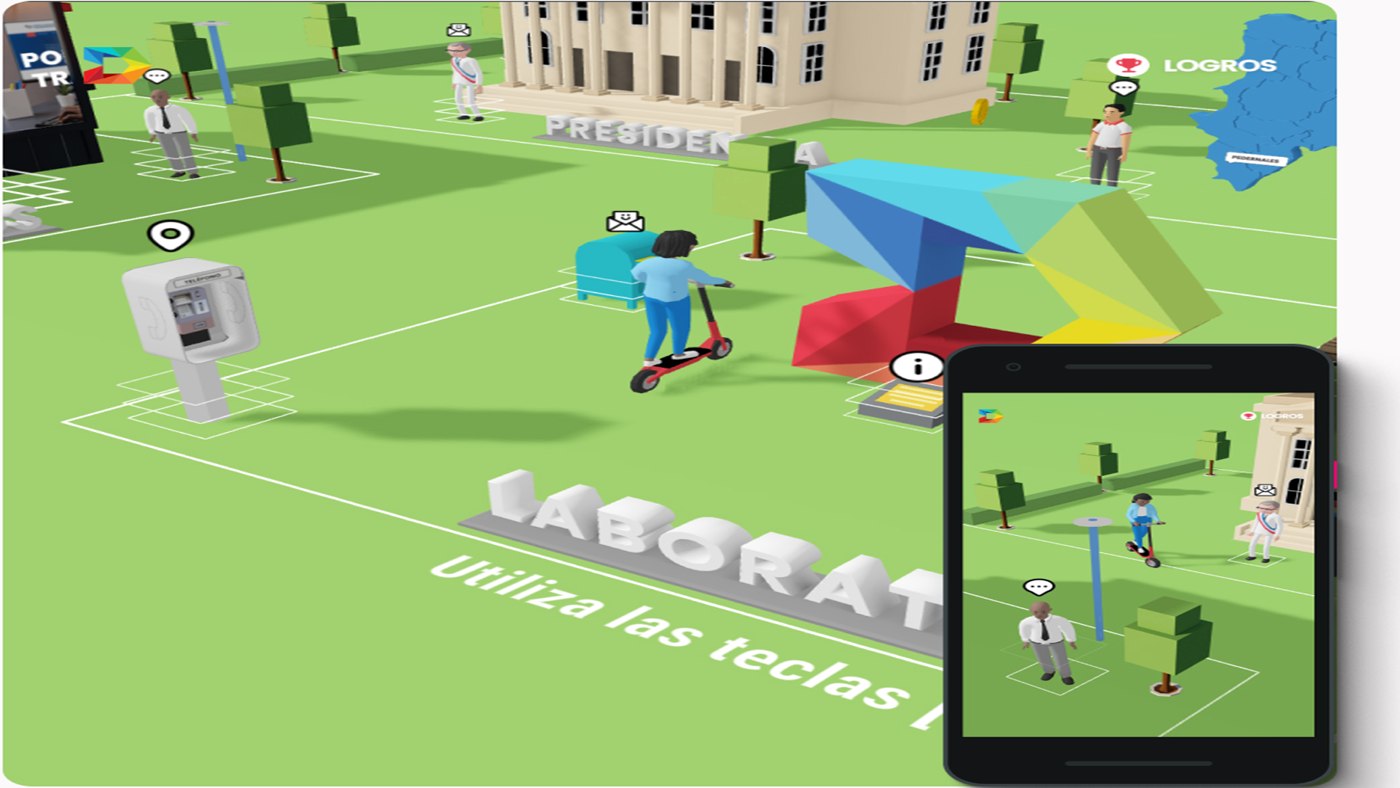The 3D world of the Laboratorio de Innovacion Digital, ridden on a scooter